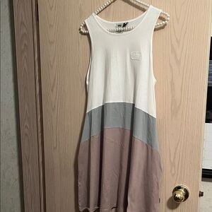 White and Gray Sleeveless Dress